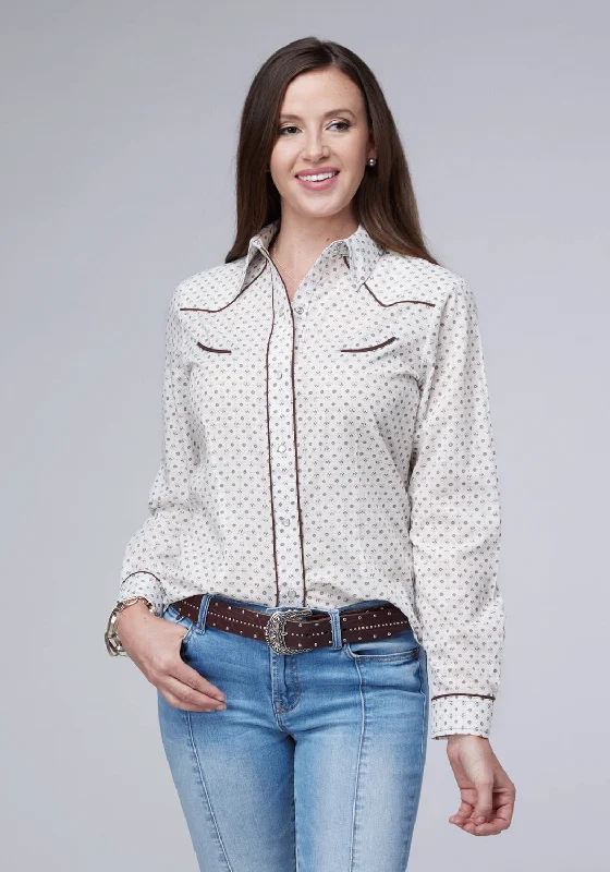 Weekend Shopping Extravaganza Roper Womens 2065 Mini Floral White/Black Cotton Blend L/S Shirt Weekend Shopping Extravaganza Roper Womens 2065 Mini Floral White/Black Cotton Blend L/S Shirt