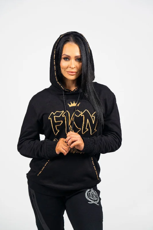Year-End Sale FKN GOLD | Women's Gym Hoodie | Black & Gold