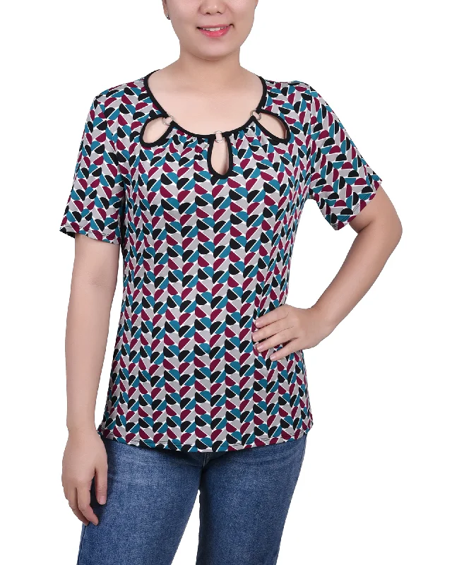 Limited Edition Petite Short Sleeve Top With Ring Details