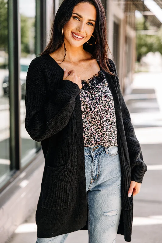 Mega Deal Been Here Waiting Classic Black Long Cardigan
