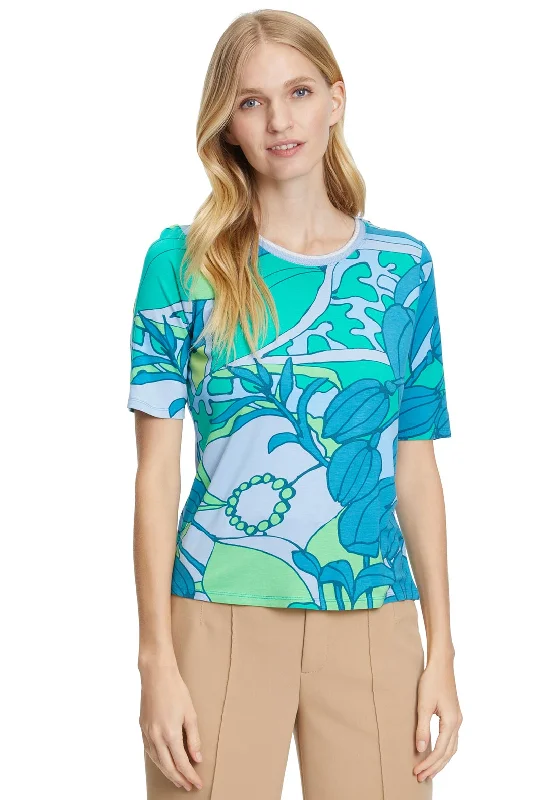 Massive Deals Betty Barclay Abstract Outline Print T-Shirt, Teal Multi