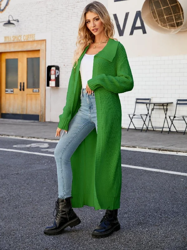 Big Discounts Full Size Collared Open Front Duster Cardigan