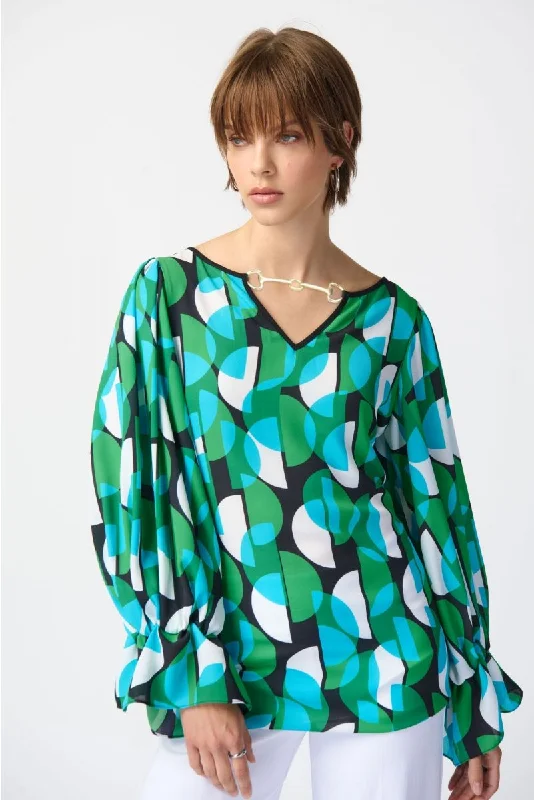 Weekend Specials You Can't Miss Joseph Ribkoff Black/Multi Retro Geometric Print Puff Sleeve Top 241116 Weekend Specials You Can't Miss Joseph Ribkoff Black/Multi Retro Geometric Print Puff Sleeve Top 241116
