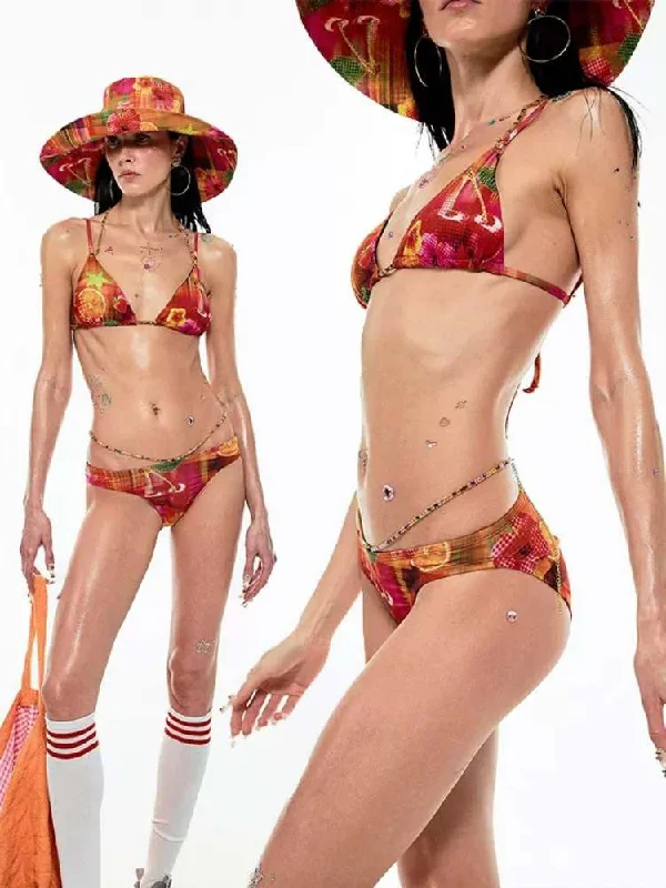 Savings Event Summer Fruit Dopamine Print Bikini Set [S0000009147]