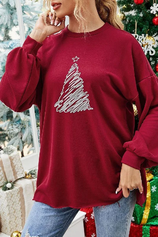Quick Sale OVERSIZED CREW NECK PRINTING PULLOVER JUMPER TOP