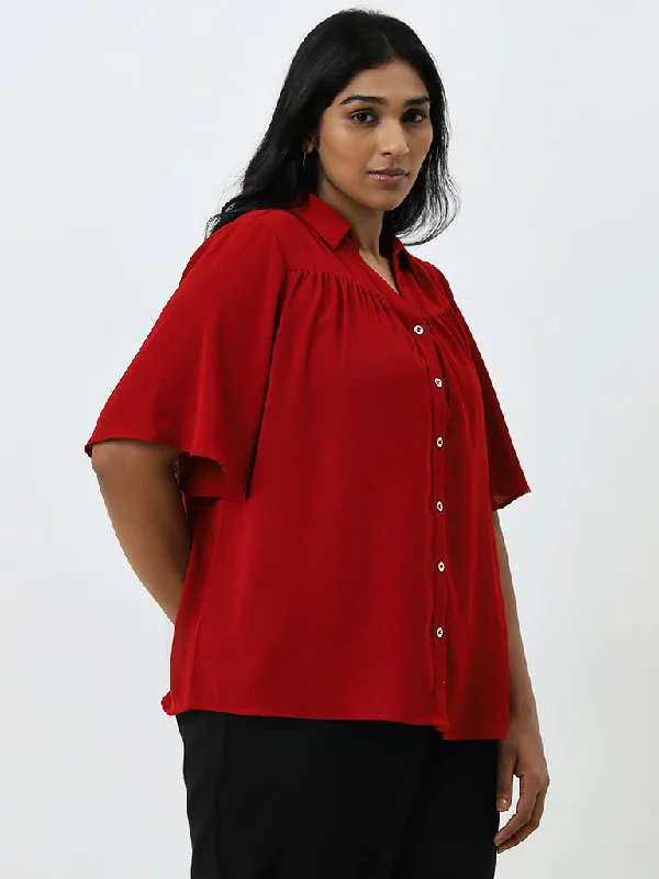 Bargain Blast Gia Red Solid Blouse