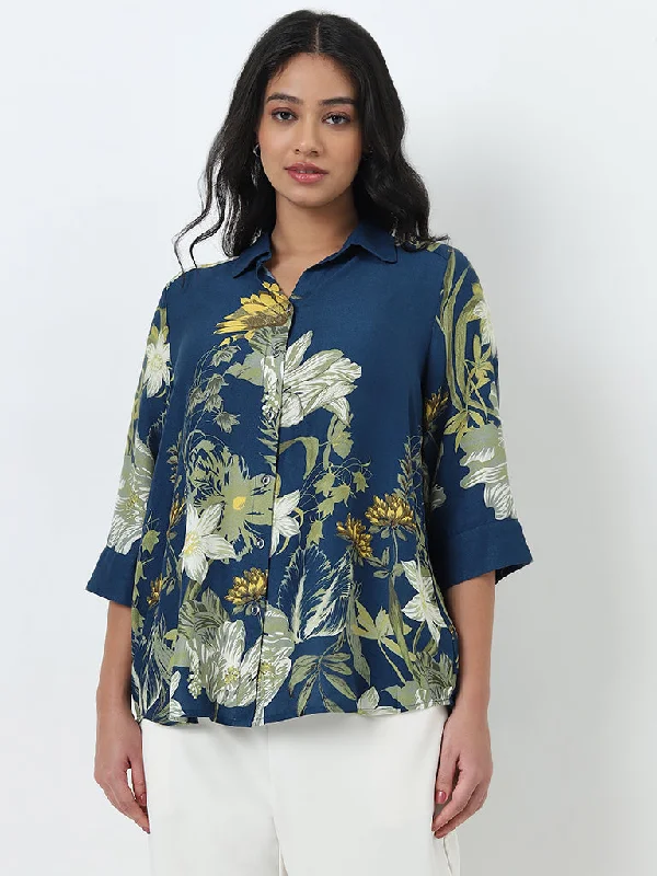 Special Buy Gia Teal Floral Printed Shirt