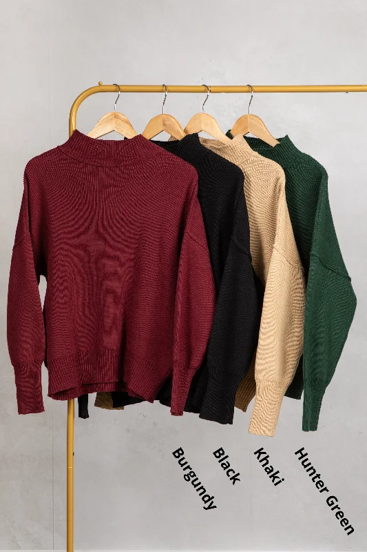 Extra Savings Mock Neck Ribbed Sweater Top