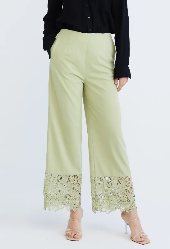 Exclusive Deal Peekaboo Guipure Lace Hemmed Straight Cut Pants