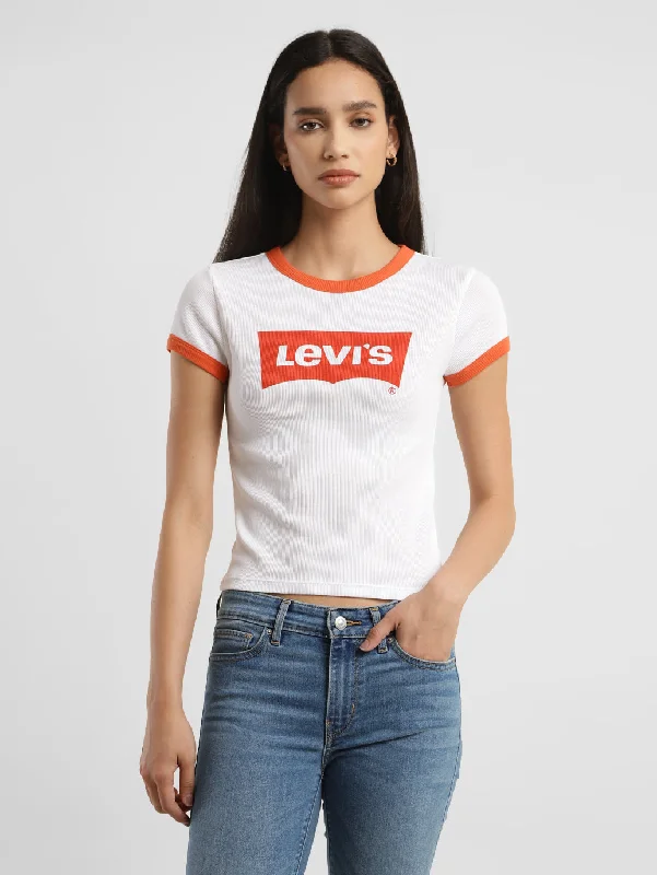 Super Savings Women's Brand Logo Ringer Rib T Shirts