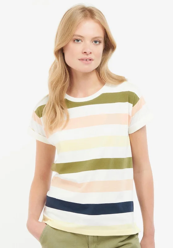 Inventory Reduction Barbour Womens Lyndale Stripe T-Shirt, Buttermilk Multi