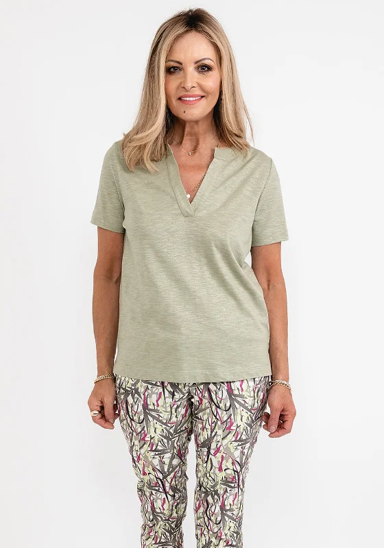 Discount Deals Gerry Weber Shimmer Tunic Neck T-Shirt, Green