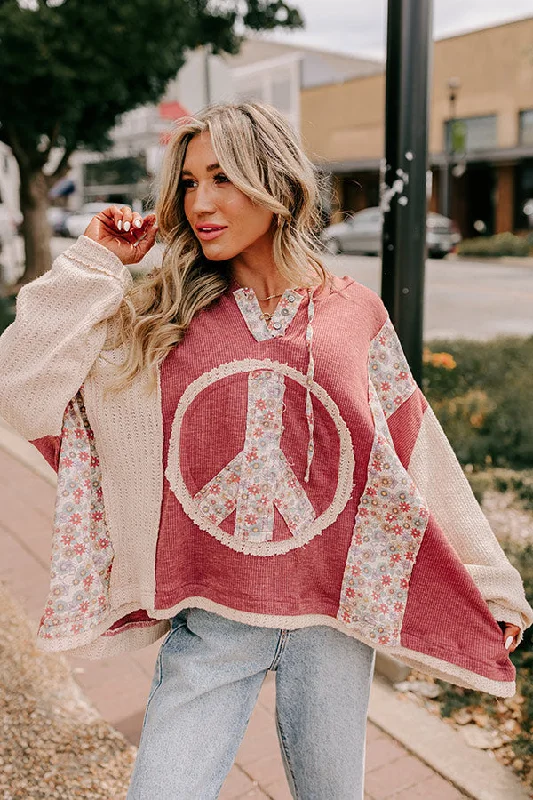 Lowest Rates Peaceful Moment Knit Hoodie in Aurora Red