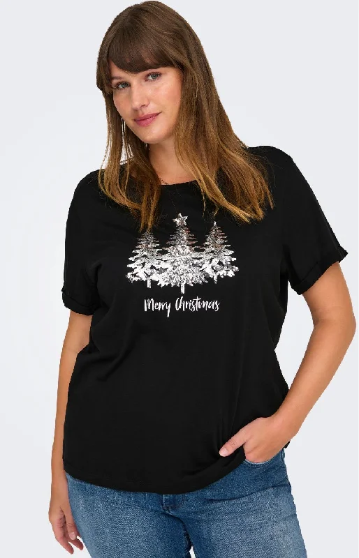 Discount Mania Only Carmakoma Christmas Silver Tree T-shirt