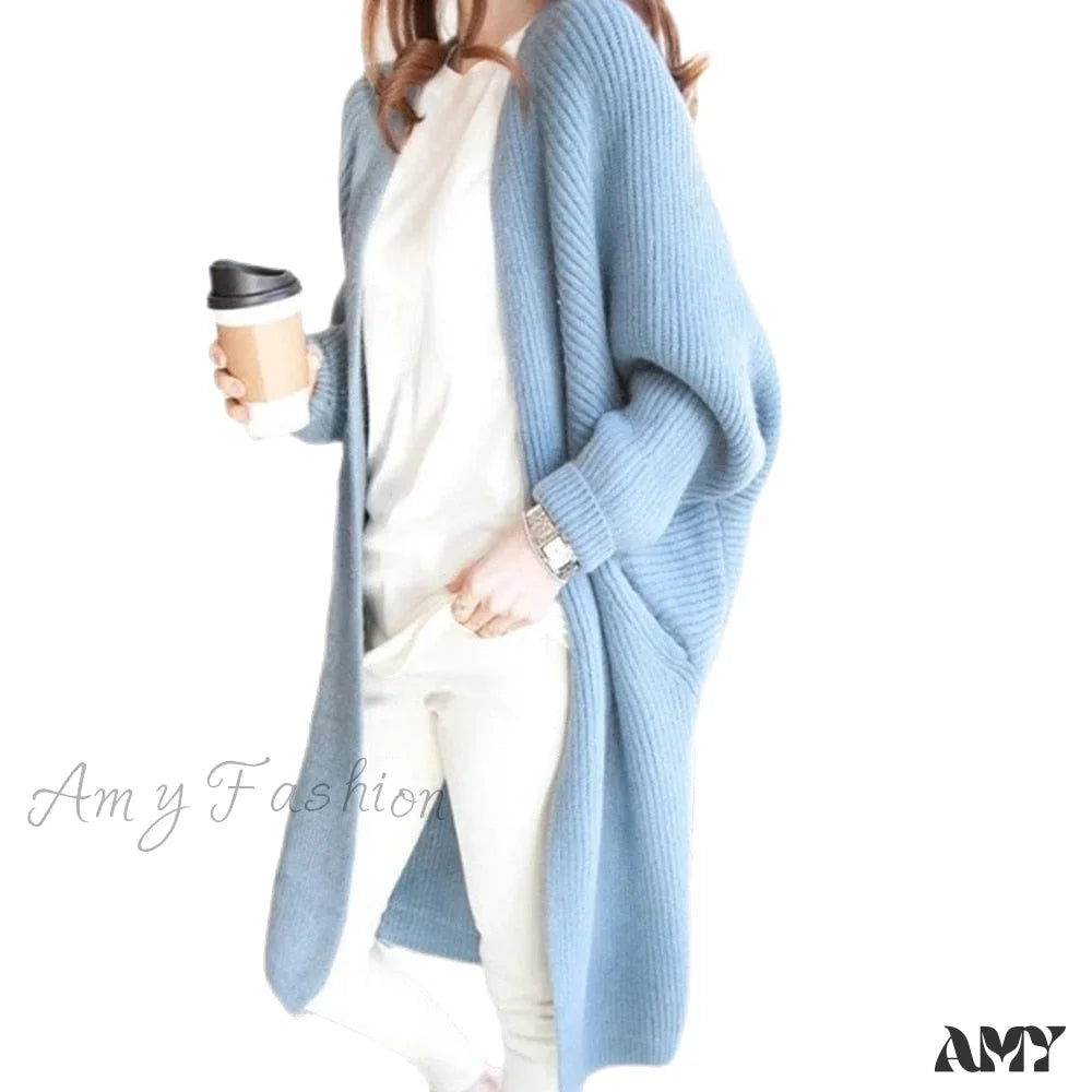 Savings Galore Amy Fashion - Bat Sleeve Knitted Plus Size Jacket Loose Ladies Sweaters Cardigans