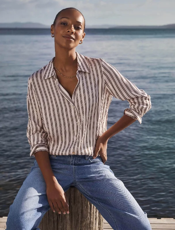 Weekend Bargains to Relish Harvey Notched Neck Satin Shirt