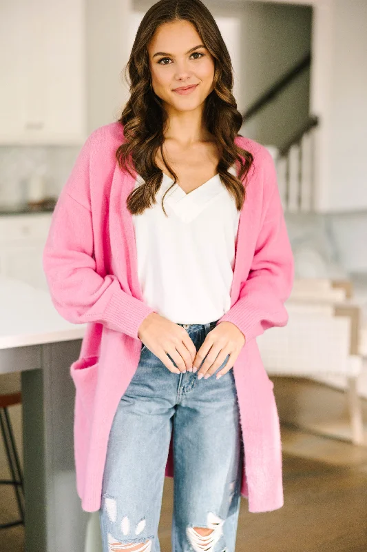 Discount Extravaganza What A Dream Pink Bubble Sleeve Cardigan