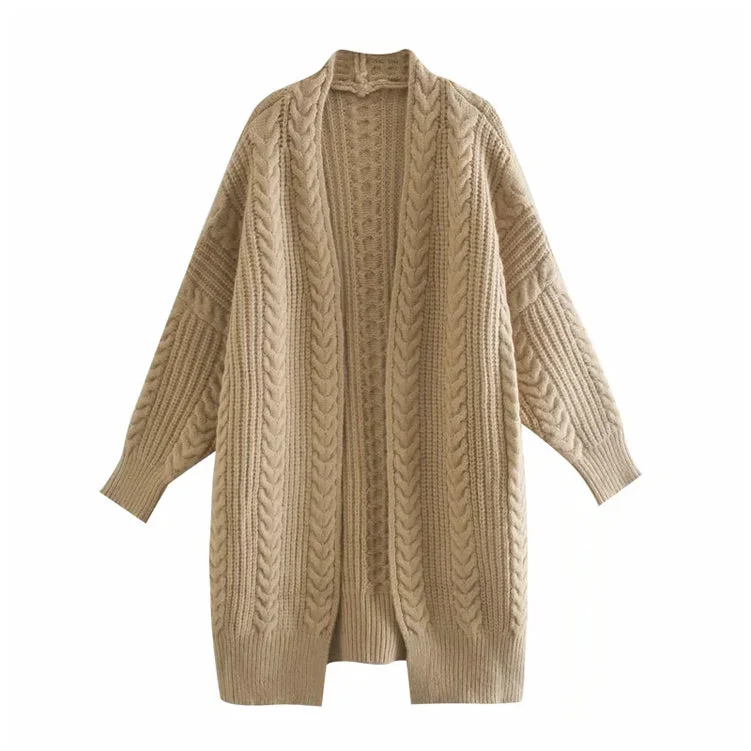 Weekend Deals That Impress Lazy wind loose medium length knee length knit cardigan  7183