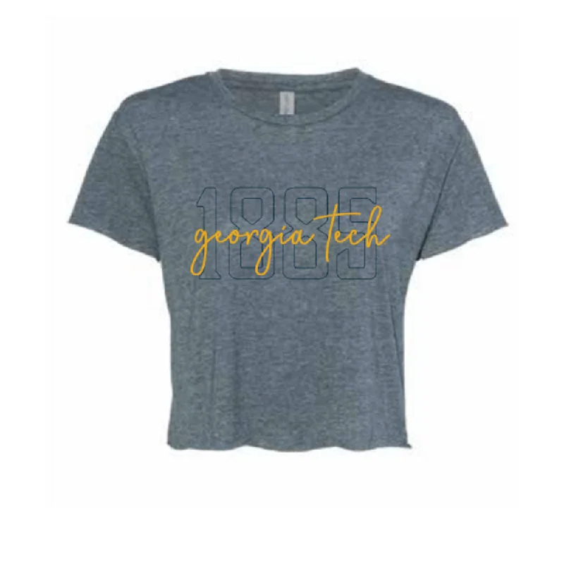 Weekend Bargains Just for You Ladies Georgia Tech Yellow Jackets Jade Crop Crew Smokey Blue T-Shirt Weekend Bargains Just for You Ladies Georgia Tech Yellow Jackets Jade Crop Crew Smokey Blue T-Shirt