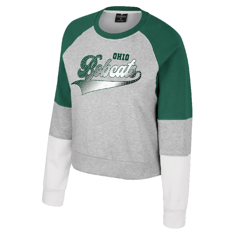 Weekend Specials to Enjoy Ohio Bobcats Women's Grey Colorblock Long-Sleeve T-Shirt