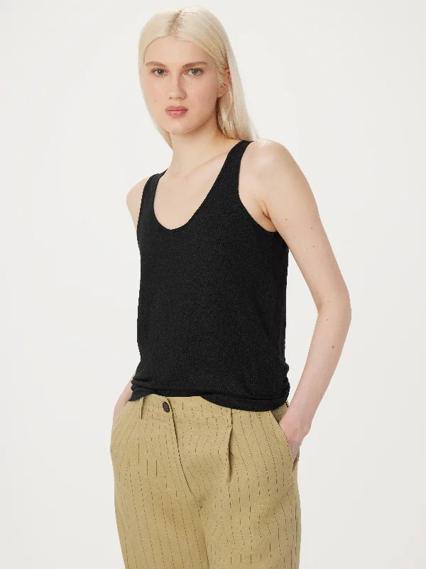 Mega Discount The Linen Tank in Black