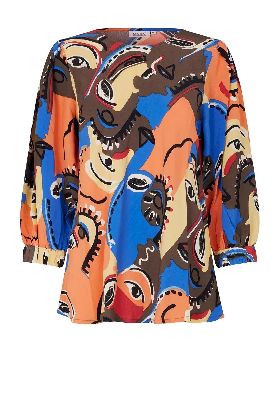 Limited Time Masai Briasa Artistic Print Top, Multi