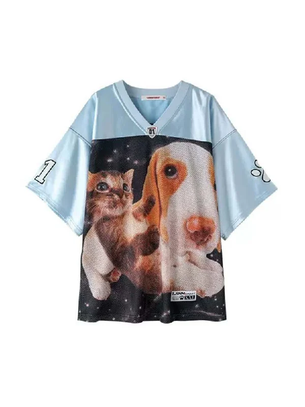 Light Blue: Lying Down Cat & Dog [Presale]