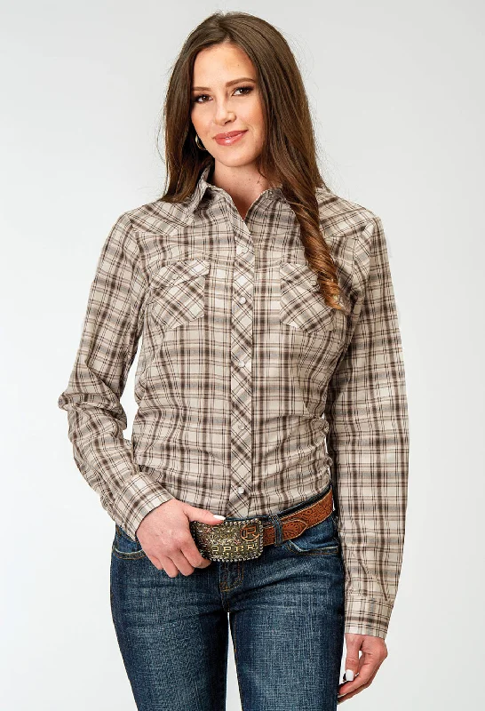 Mega Sale Roper Womens 1968 Desert Plaid Brown Cotton Blend L/S Shirt