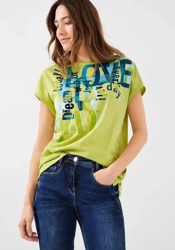 Weekend Wonders Await! Cecil Love Wording Print T-Shirt, Lime