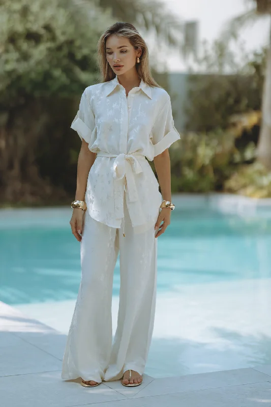 Weekend Discounts to Indulge In KELLY PANTS - IVORY JACQUARD