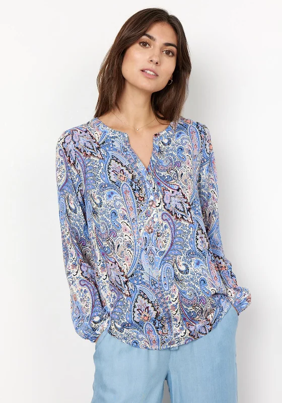 Extra Savings Soyaconcept Kie Paisley Print Blouse, Blue Multi