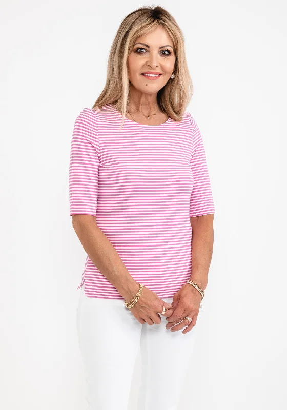 Markdowns Gerry Weber Narrow Striped T-Shirt, Pink & White