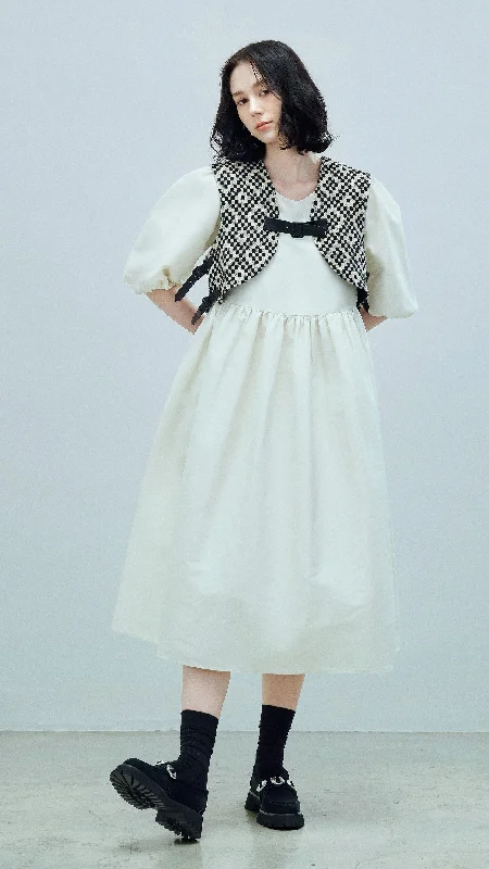 Special Discount Nylon Puff Sleeves Dress