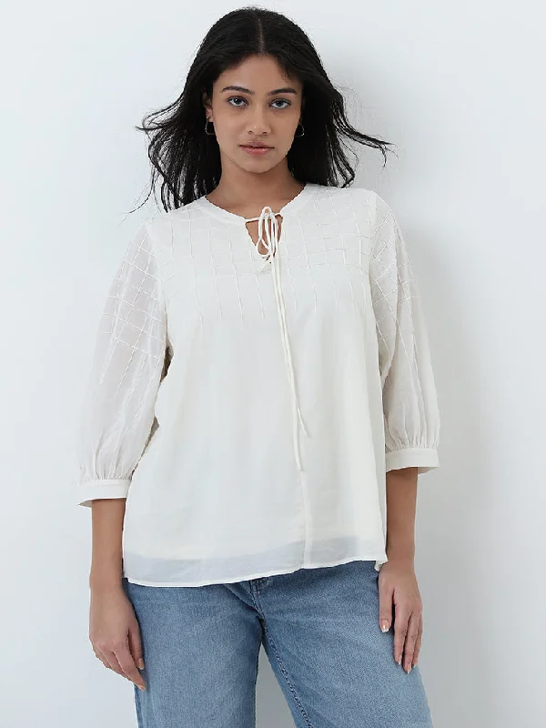 Final Markdown Gia Off-White Textured Blouse