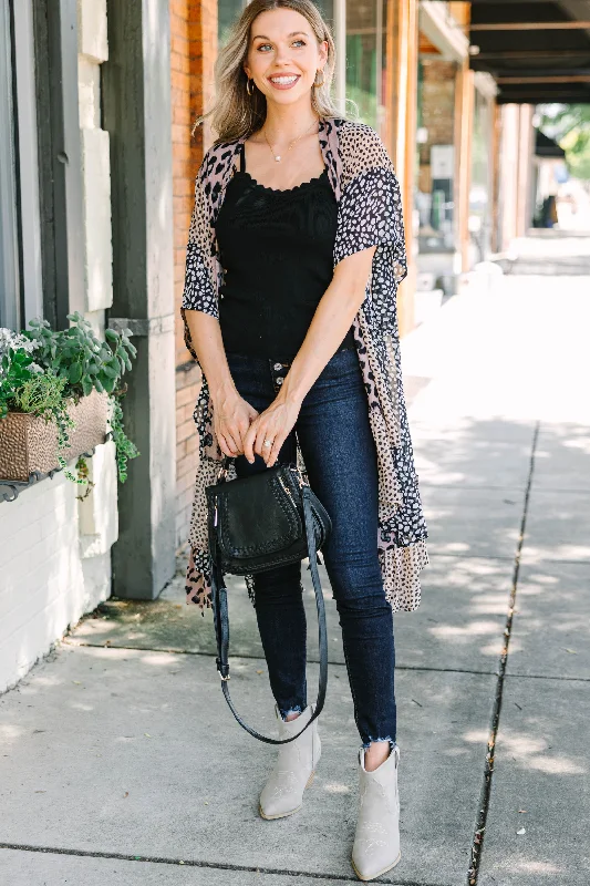 Epic Deals Up To You Mocha Brown Animal Print Kimono