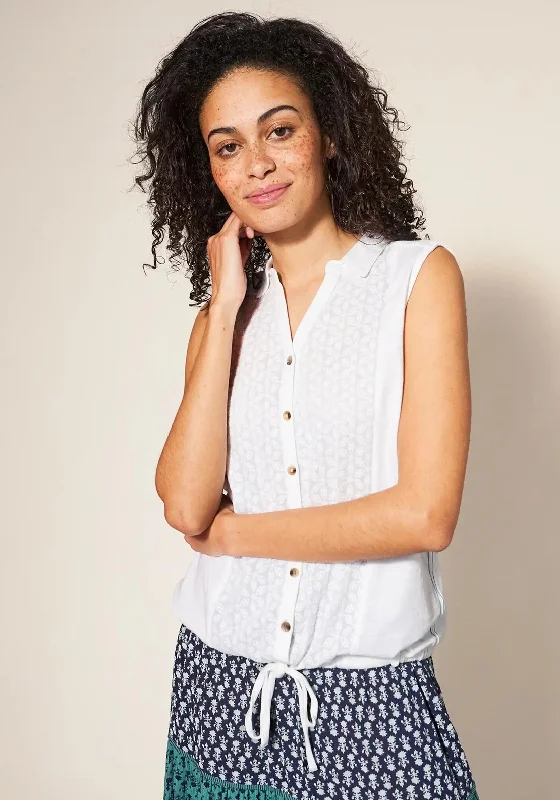 Overstock Sale White Stuff Flowing Grasses Sleeveless Shirt, Bright White