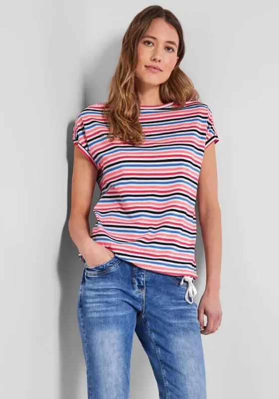 Weekend Deals That Please Cecil Striped Tie Hem T-Shirt, Multi