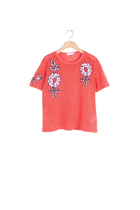 Special Discount T-shirt en maille avec patch fleur