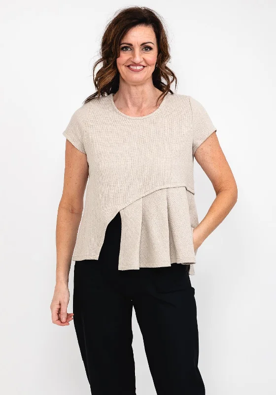 Price Reduction Elsewhere Box Pleat Knit Top, Natural