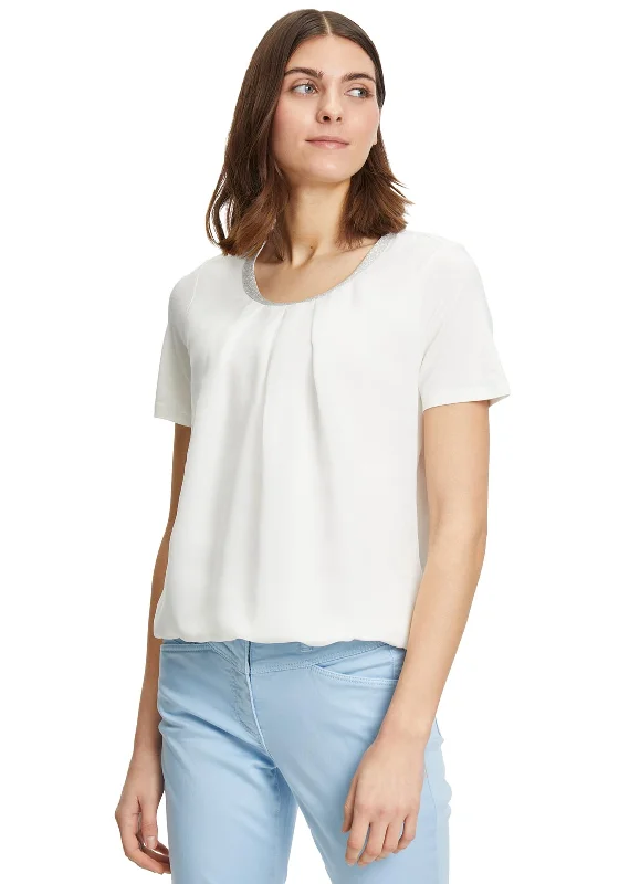 Weekend Discounts to Enjoy Betty Barclay Metallic Neckline Top, White