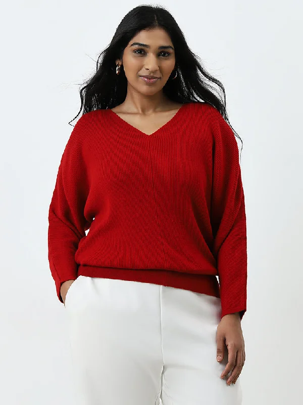 Today Only Gia Red Ribbed Textured Top