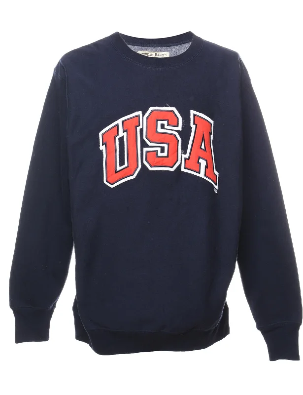 Massive Deal USA Navy & Orange Appliqued Sweatshirt - L